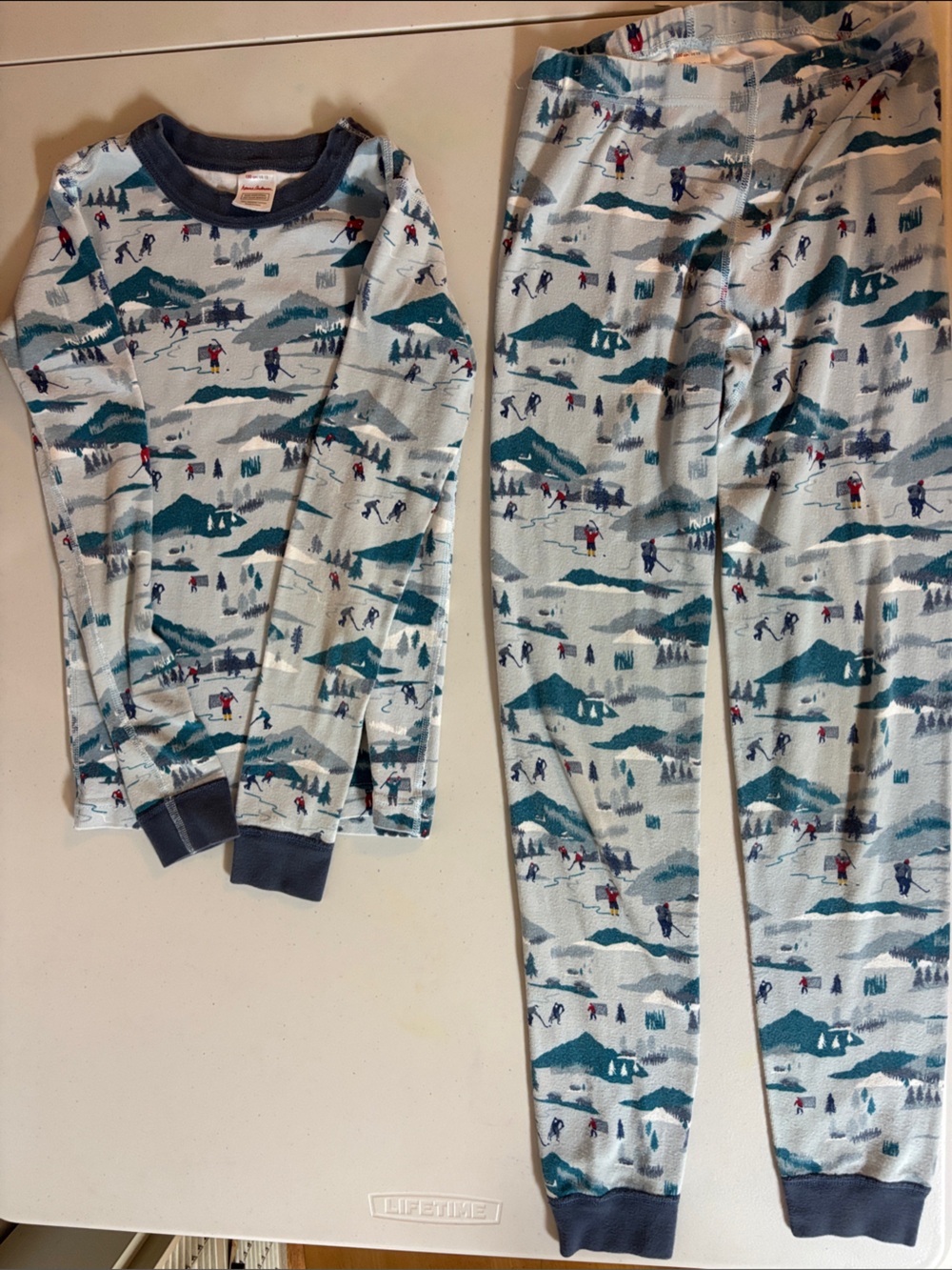 Hanna Andersson Teal, Navy & Gray Scenic Kids Pajama Set